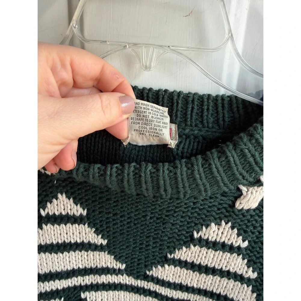 Vintage 1980's Banana Republic Chunky Knit Crewneck Aztec Pattern Sweater XL‎